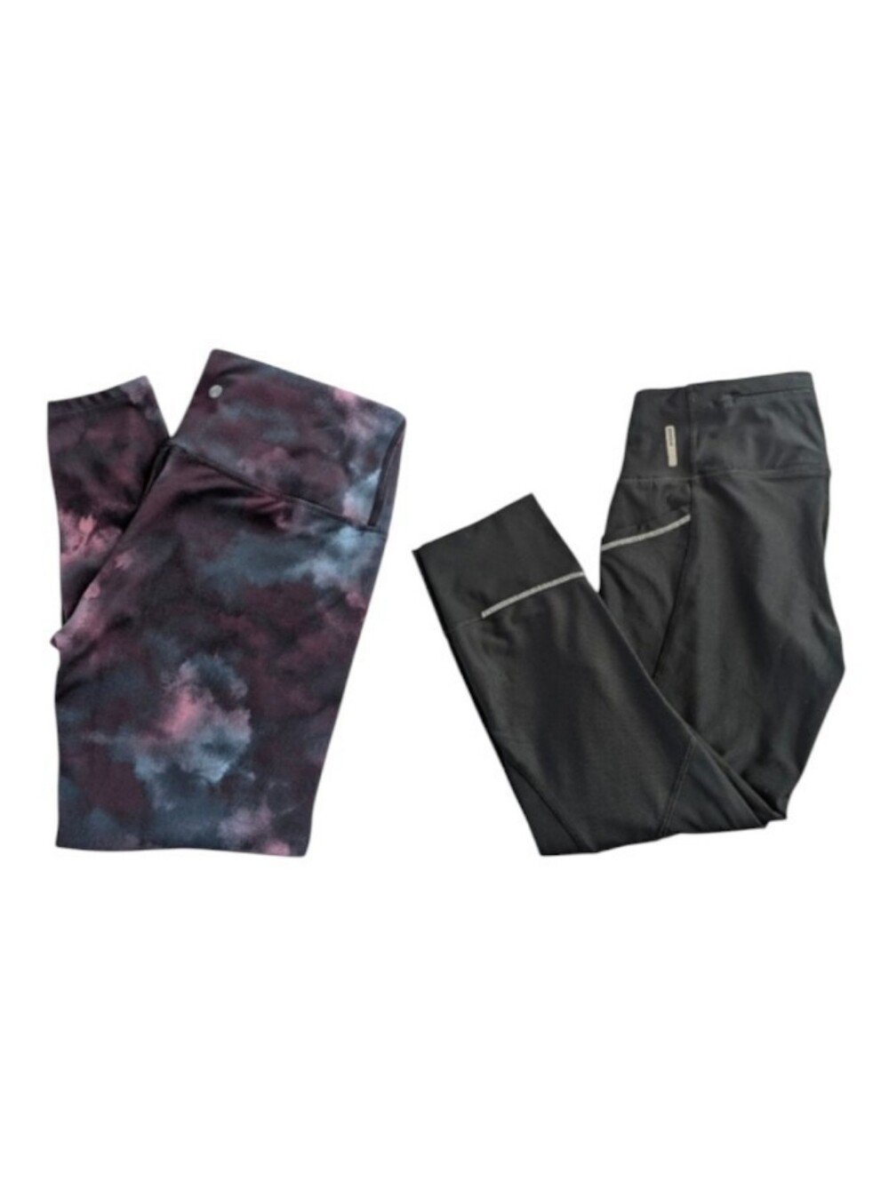 2 Pair of Cropped Workout Leggings Apana Watercolor RBX Black Gray Maroon Medium